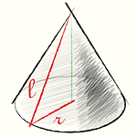 Формула площади поверхности круглого конуса