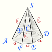 Площадь правильной шестиугольной пирамиды