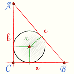 Радиус вписанной окружности прямоугольного треугольника